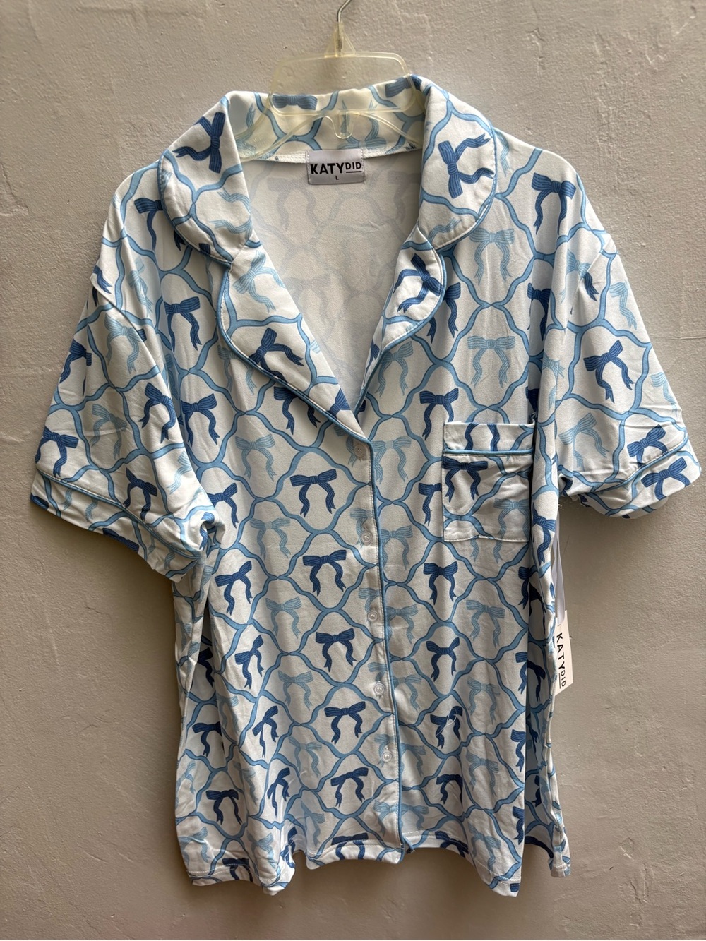 Katydid light blue bow pajama set size L